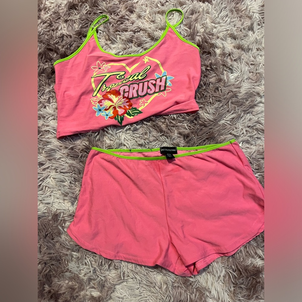 Pink shorts and cami set